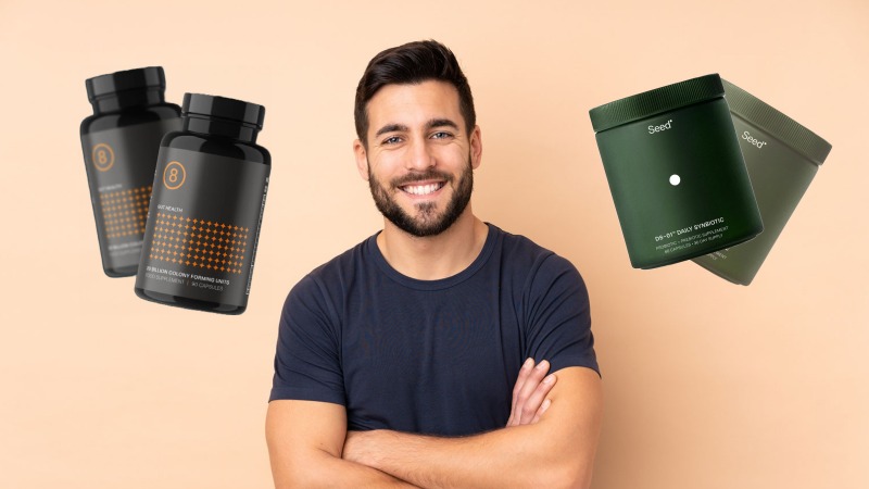 biotics 8 and seed supplements around a man
